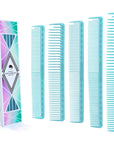 Peignes de coupe ultime Vellen Hair® - 5 tailles différentes - Bleu