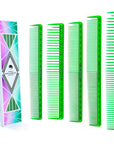 Peignes de coupe ultime Vellen Hair® - 5 tailles différentes - vert transparent