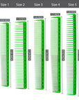 Peignes de coupe ultime Vellen Hair® - 5 tailles différentes - vert transparent