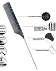 Peignes à queue Vellen Hair® Ultimate - Pack de 3 - Noir