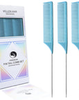 Peignes à queue Vellen Hair® Ultimate - Pack de 3 - Bleu