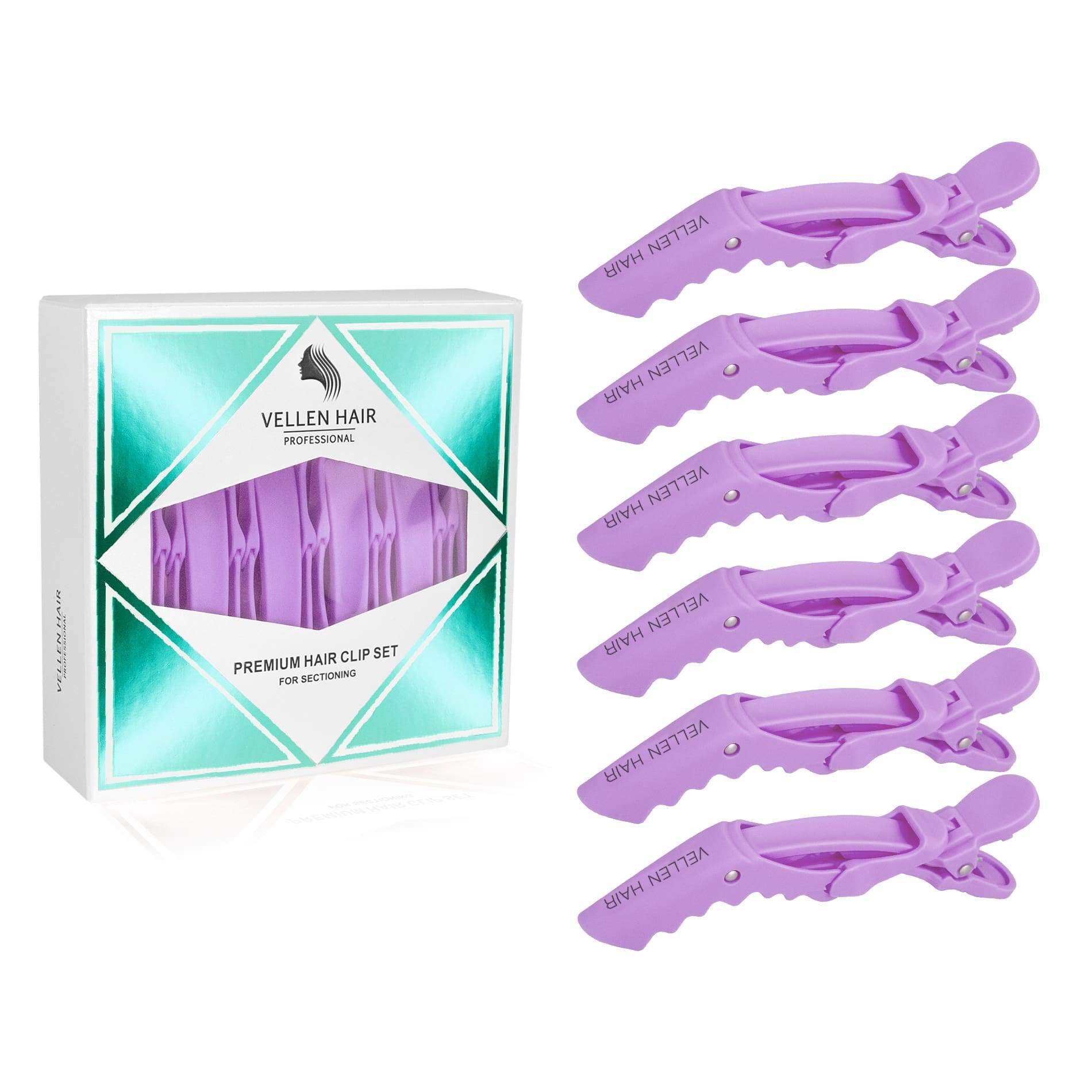 Pinces à cheveux alligator - Lot de 6 - Violet